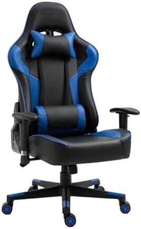LiveGraphy Pro Gamer Gaming Chair - High Back Support, Adjustable Desk Chair, 90-155° Recline, Lumbar & Headrest Pillow, 360° Swivel Wheels, 218 Blue B2858